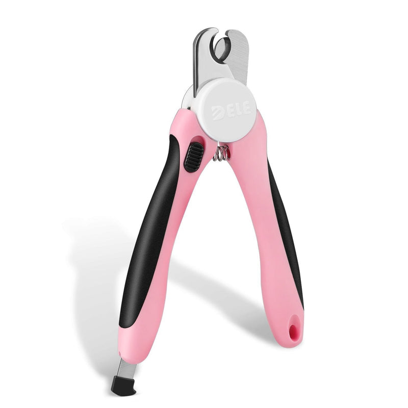[Australia] - Flexzion Dog Nail Clipper - Pet Cat Toe Claw Trimmer Scissor Grooming Tool with Stainless Steel Blades File Easy Grip Handle Safety Guard to Avoid Overcutting for Small Medium Large Breed Puppy Pink 