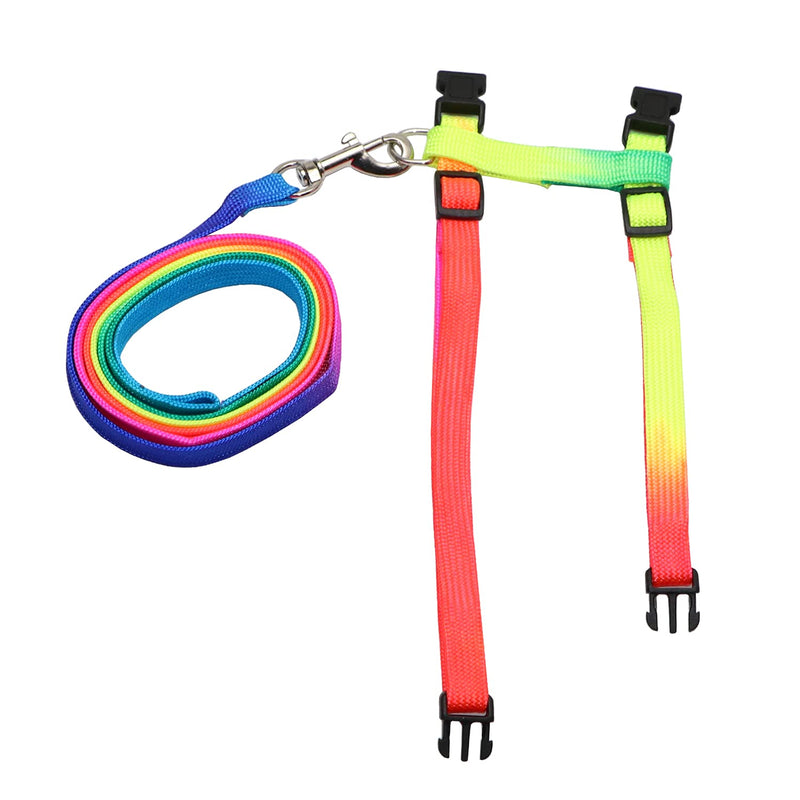 Rabbit Harness Lead Leash Soft Nylon, Adorable Colorful Rainbow Adjustable Harness Collar, Outdoor Walking Buckle Leash - PawsPlanet Australia