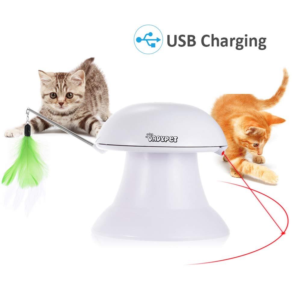 [Australia] - DADYPET Cat Laser Toy, 2 in 1 Automatic Non-Handheld Cat Chaser Toy and Interactive Feather Toy, Auto Rotating Light Cat Chaser Toy for Cats and Dogs 