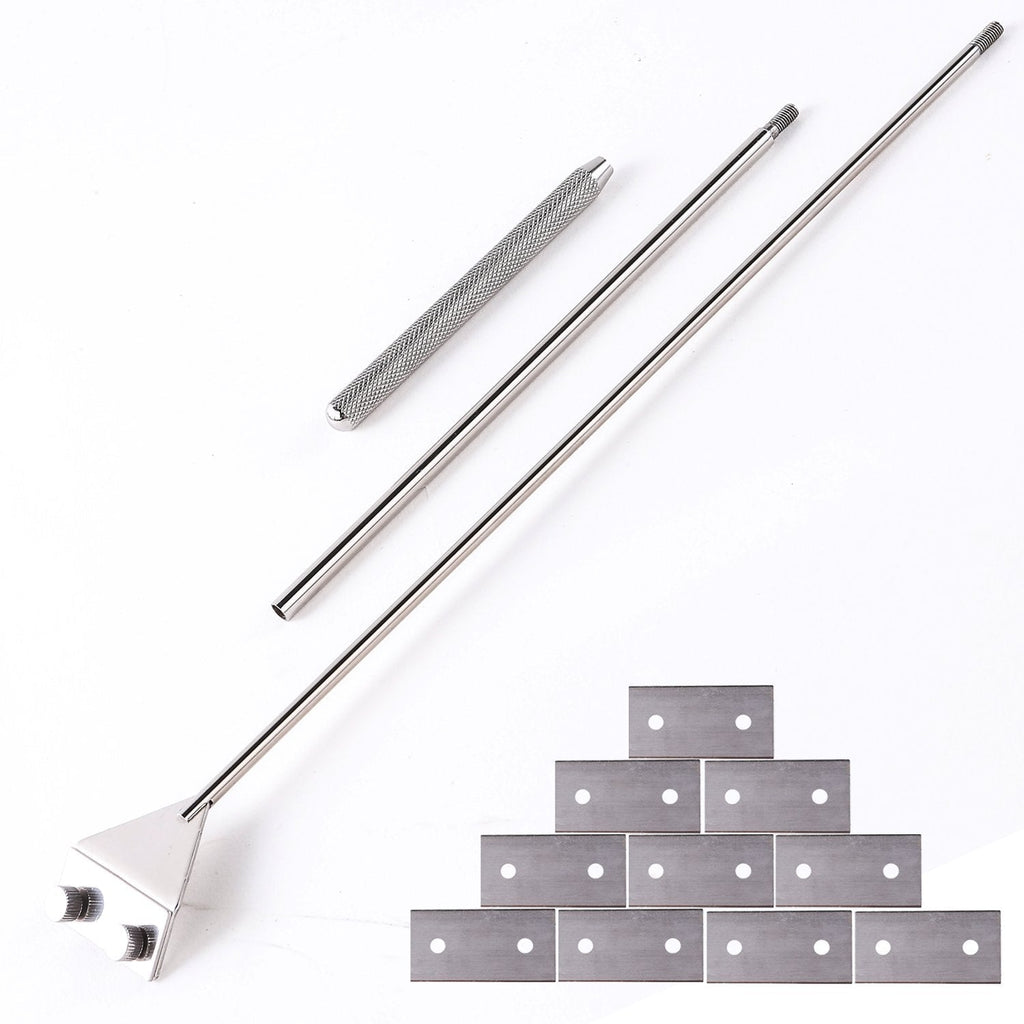 Stainless Steel Scraper Cleaner with 10 Right Angle Blades for Aquarium Fish Plant Glass Tank, 25.5 inches Length - PawsPlanet Australia