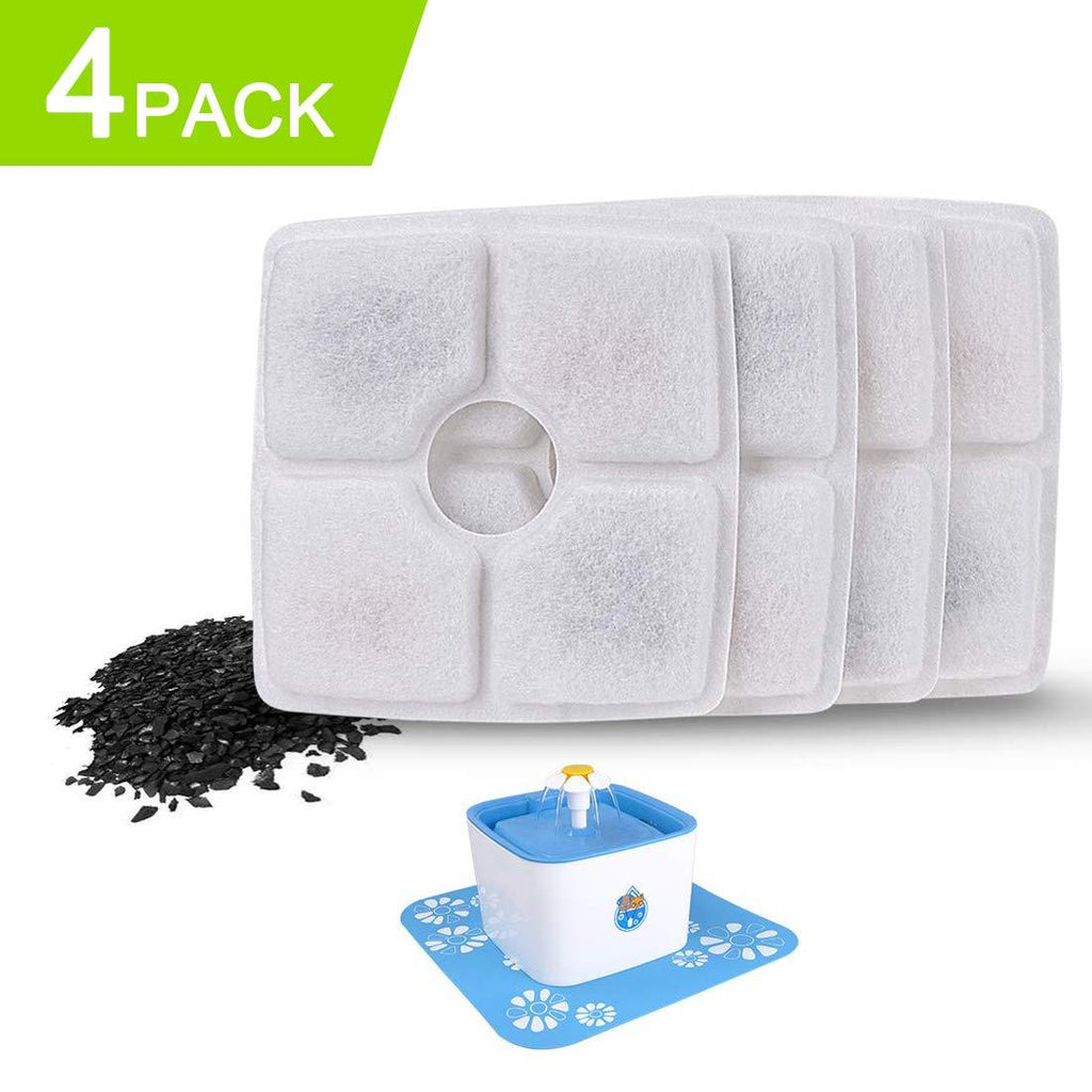 [Australia] - DEWEL 4 Packs Cat Fountain Filter Flower Fountain Replacement Filters Activated Carbon Water Dispenser Filters 