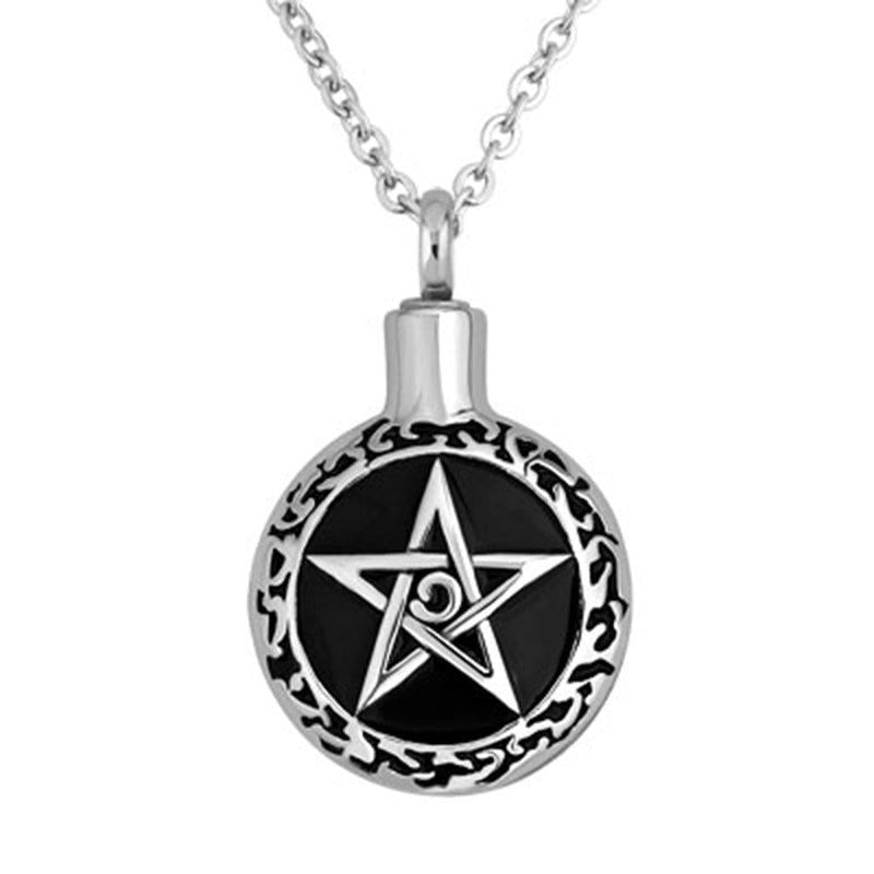 [Australia] - JewelryHouse Cremation Urn Necklace of Ashes Memorial Keepsake Always in My Heart Stainless Steel Pendant Necklace Pentagram 