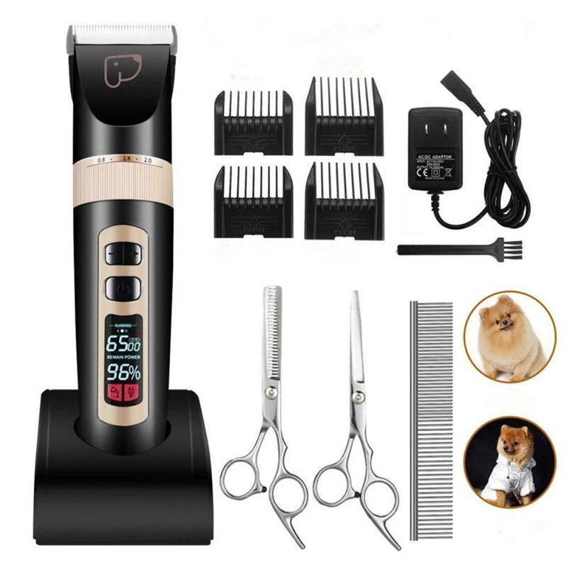 kiizon Dog Grooming Clippers 3/5-Speed Professional Rechargeable Cordless Pet Clippers&Hair Trimmer Tool Kit/Set for Thick Coats Cats with LED Screen Indication Intelligent Protection Clippers-3 Speed - PawsPlanet Australia