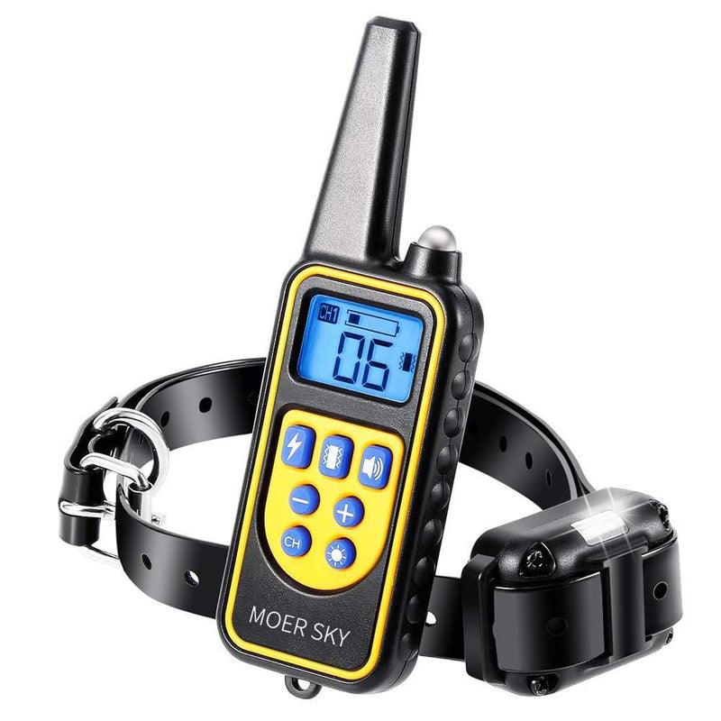 [Australia] - Moer Sky Dog Training Collar, 100% IPX7 Waterproof Rechargeable 875 Yards Remote Dog Shock Collar with LED Light/Beep/Vibration/Shock Modes, Dog Bark Collar for Small Medium Large Dogs 