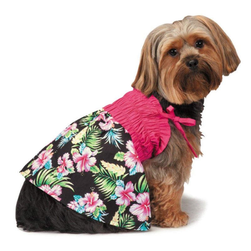 Casual Canine Hawaiian Breeze Sundress for Dog Black Small/Medium - PawsPlanet Australia
