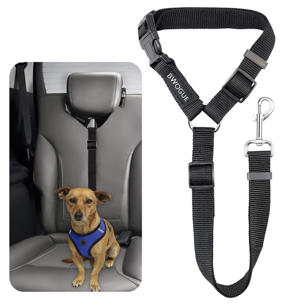BWOGUE Pet Dog Cat Seat Belts, Car Headrest Restraint Adjustable Safety Leads Vehicle Seatbelt Harness Black - PawsPlanet Australia