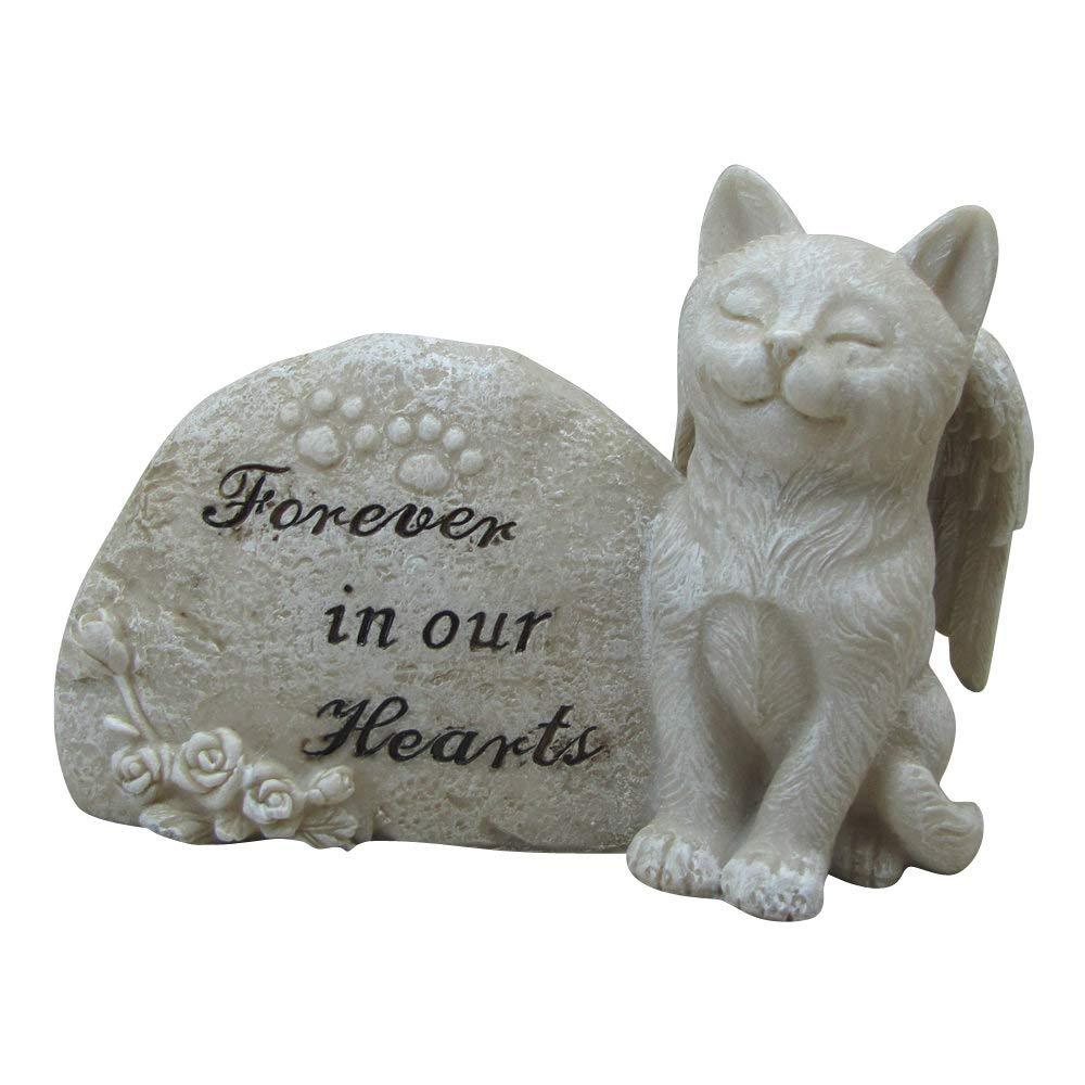 [Australia] - Comfy Hour Resin Memorial Stone Footprint Cat Angel Pet Statue, Handmade, Faithful Memory of Cat's Bereavement 