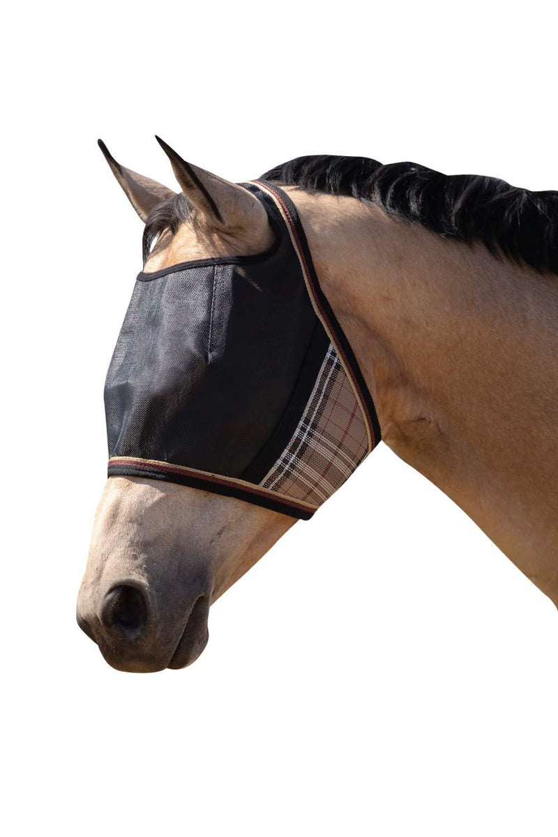 Kensington UViator Protective Fly Mask — Newest UV Solar Screen Protection with a 90% UV Rating — Double Locking CatchMask Fasteners — Non Heat Transferring Fabric (Deluxe Black, Large) - PawsPlanet Australia