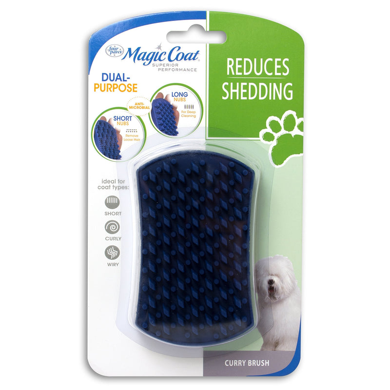 [Australia] - Four Paws Magic Coat Dual Purpose Anti-Microbial Curry Brush for Dogs 