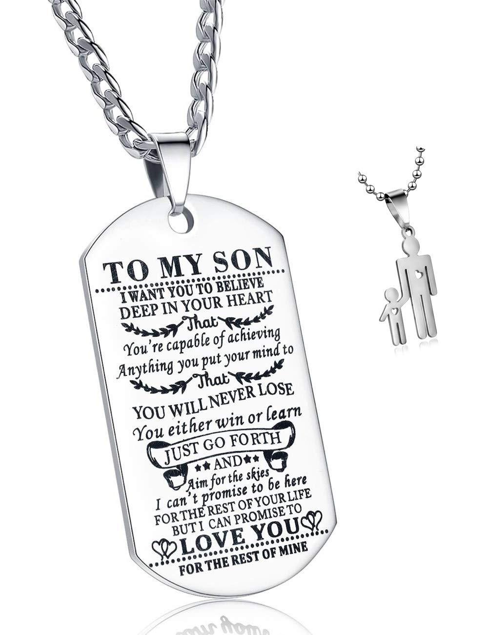 [Australia] - CALIS Dog Tags for Men Engraved I Want You to Believe Deep in Your Heart Love Dad Dog Tag Silver 