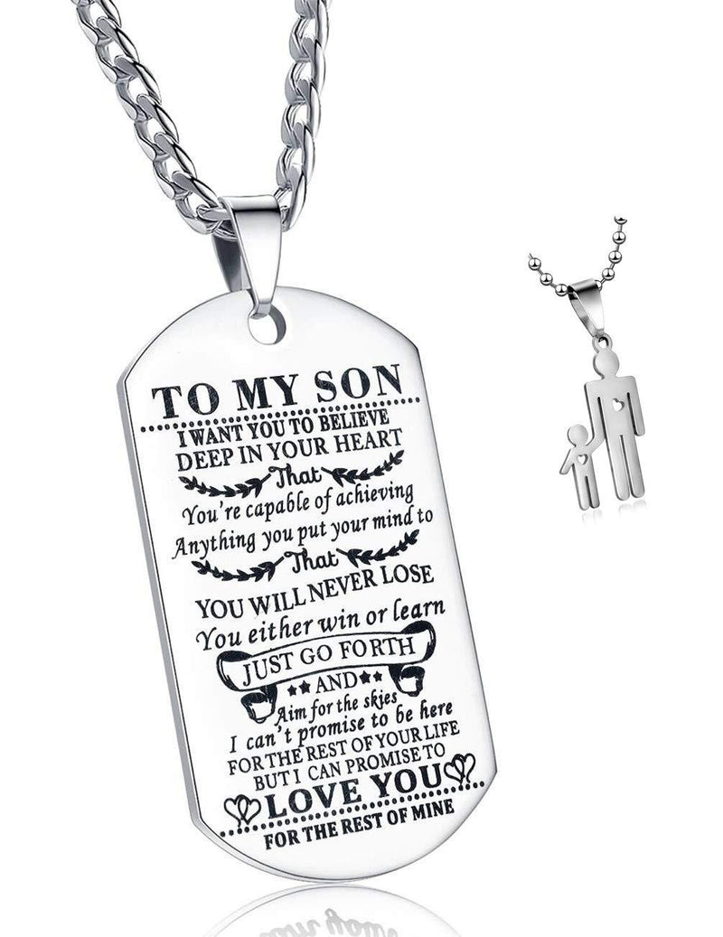 [Australia] - CALIS Dog Tags for Men Engraved I Want You to Believe Deep in Your Heart Love Dad Dog Tag Silver 