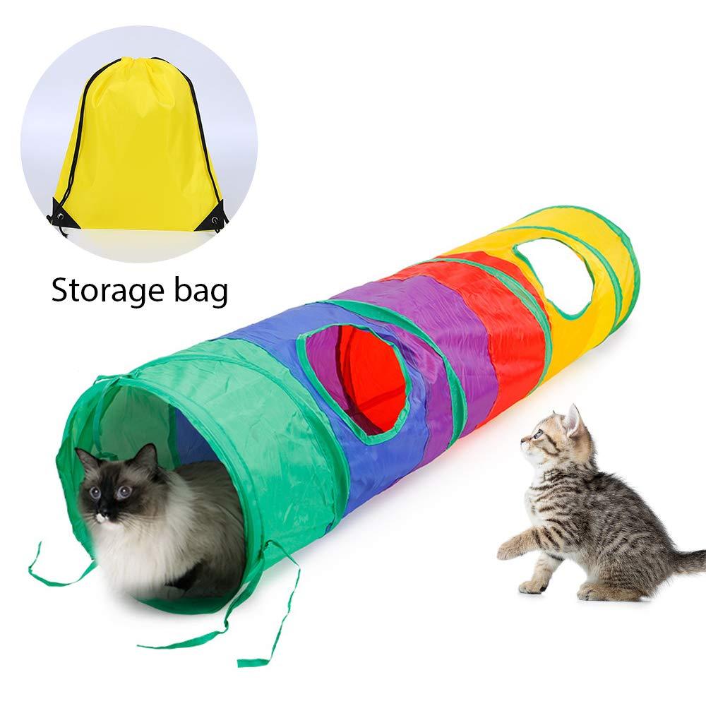[Australia] - Ace one Cat Tunnel Pet Tube Collapsible Play Toy Indoor Outdoor Kitty Toys for Puzzle Exercising Hiding Training and Running with Fun Ball and 2 Peek Hole 