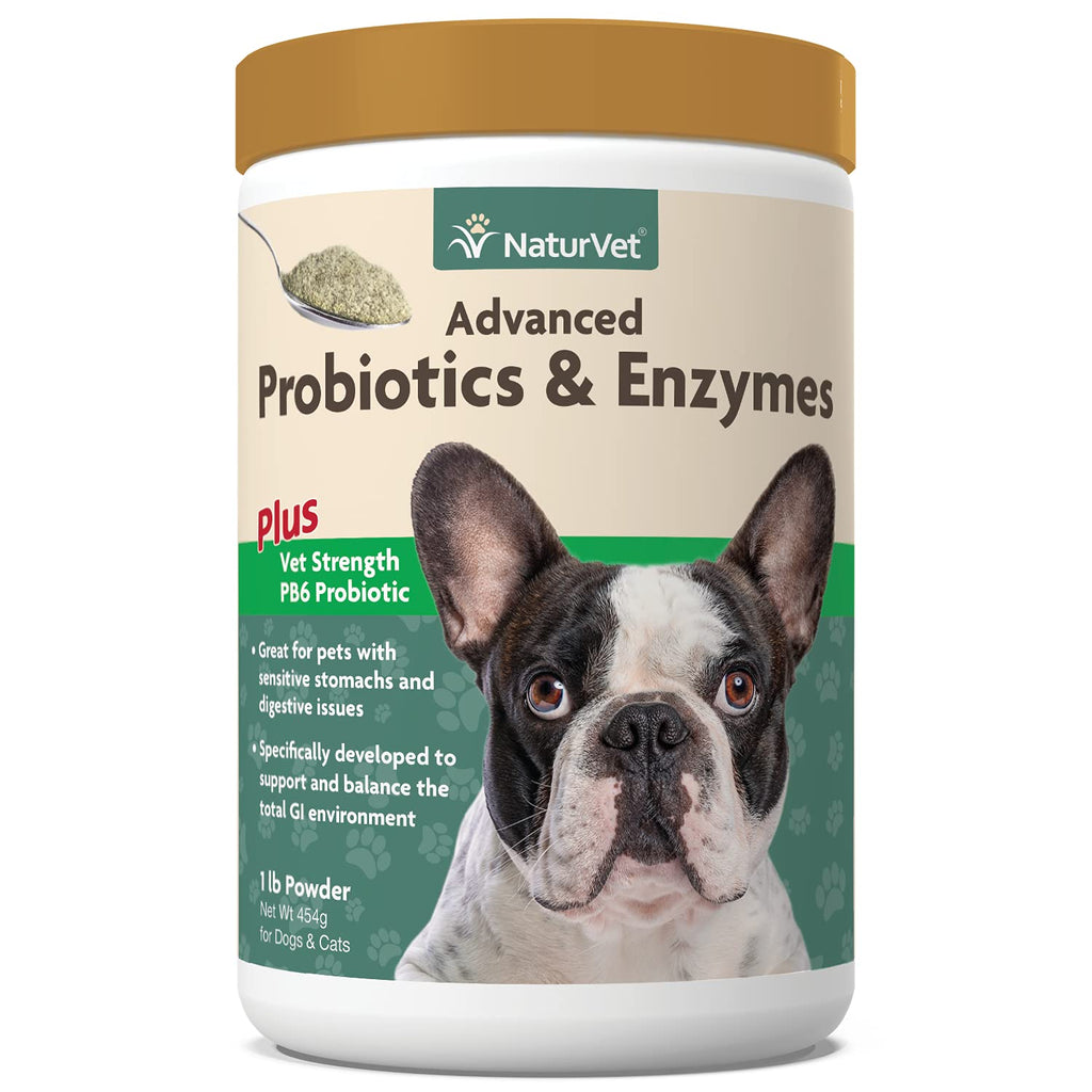 NaturVet – Advanced Probiotics & Enzymes - Plus Vet Strength PB6 Probiotic | Supports and Balances Pets with Sensitive Stomachs & Digestive Issues | for Dogs & Cats 1 lb - PawsPlanet Australia