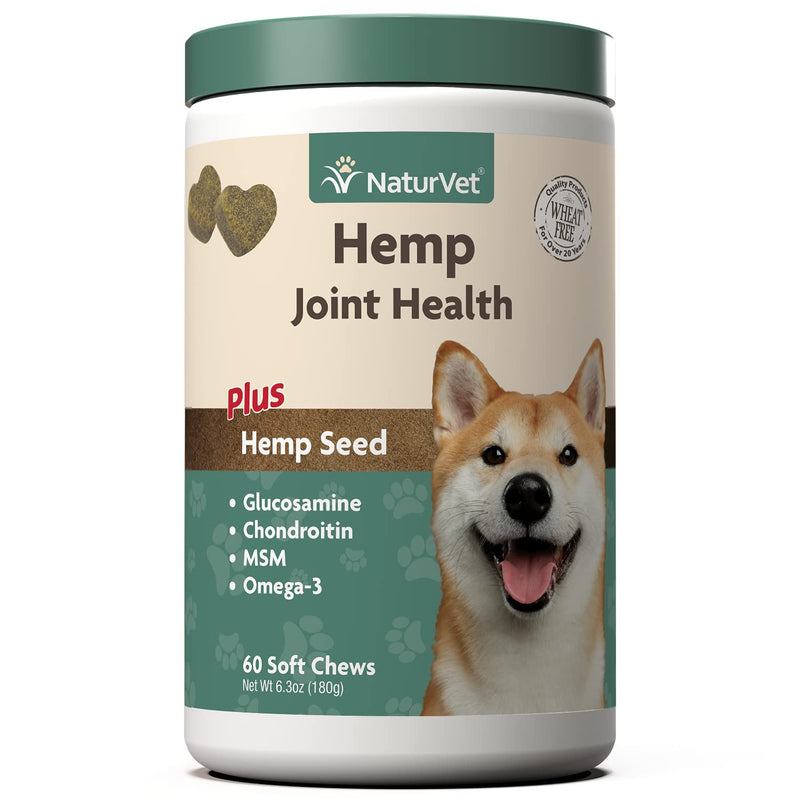 NaturVet – Hemp Joint Health for Dogs - Plus Hemp Seed – Supports Overall Joint Health – Enhanced with Glucosamine, MSM, Chondroitin & Antioxidants 60 Count - PawsPlanet Australia