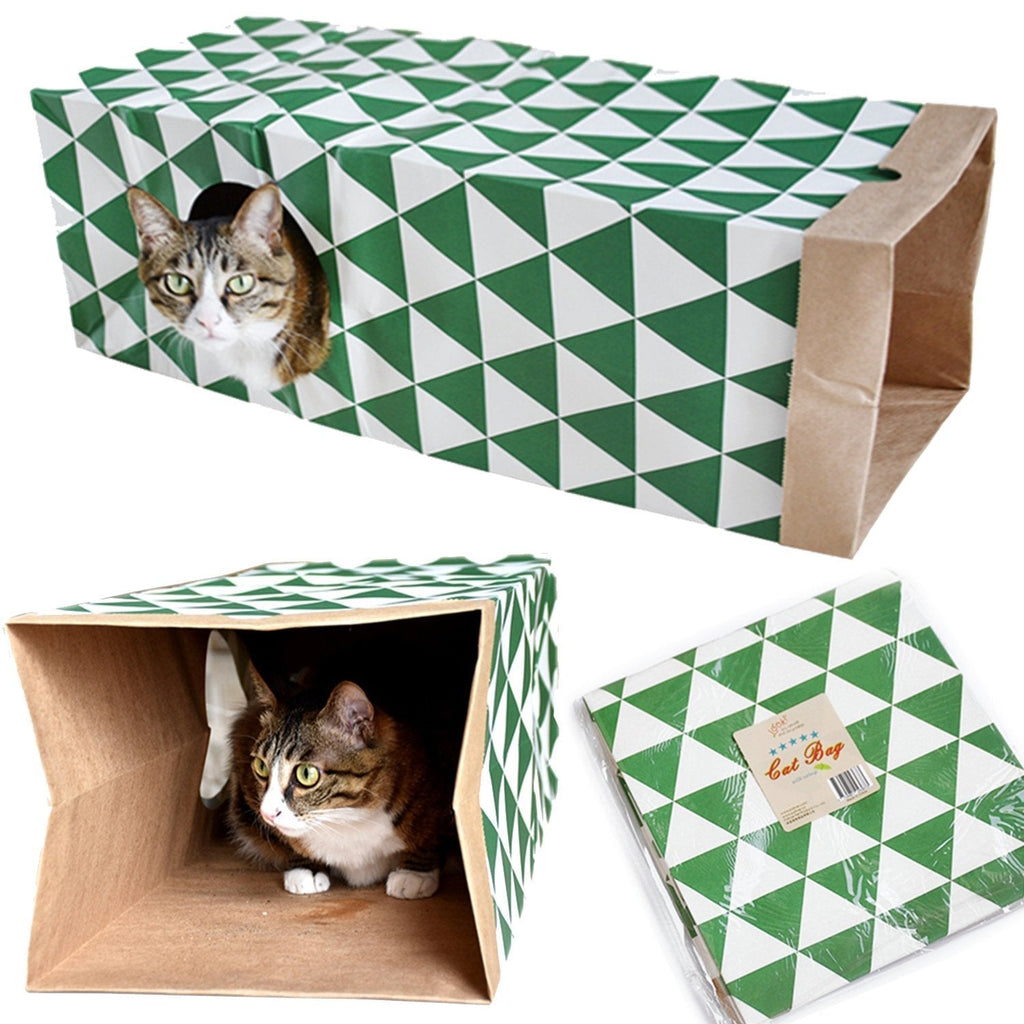 JZMYXA Cat Paper Bag Tunnel Toy Collapsible Tunnel for Rabbits, Kittens, Ferrets, Pet Paper House - PawsPlanet Australia