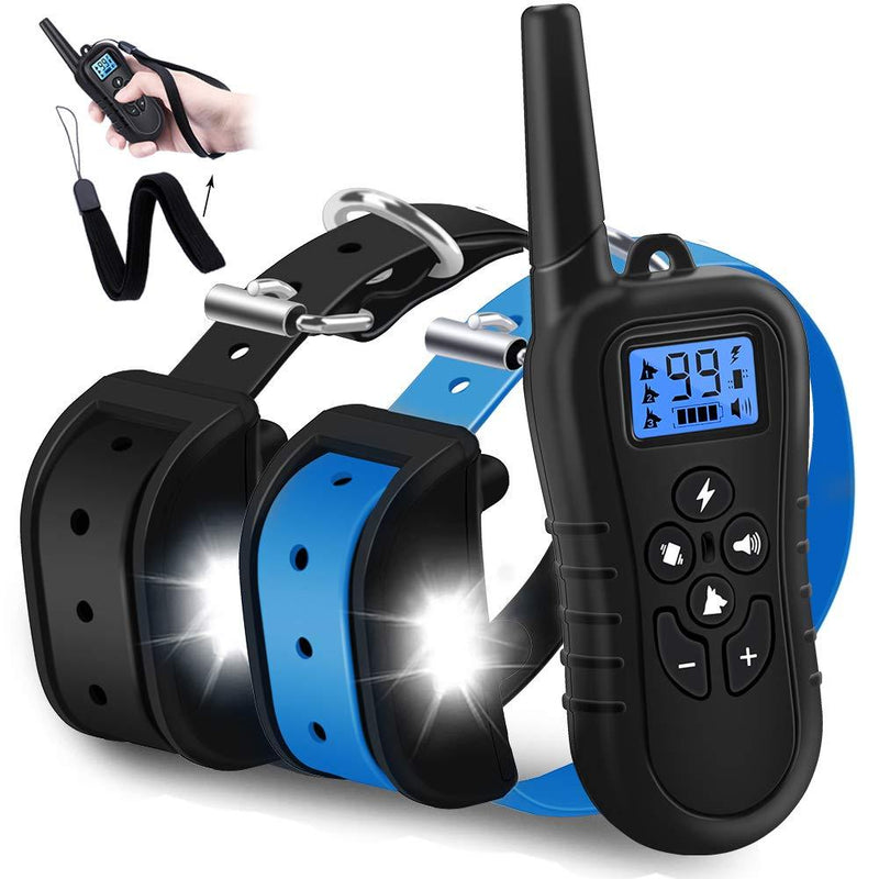 [Australia] - WDFZONE New 2020 Dog Training Collar with Remote for 2 Dogs Waterproof Rechargeable Range 1500 Ft Shock Collar with Remote for Small Medium Large Dogs Black 