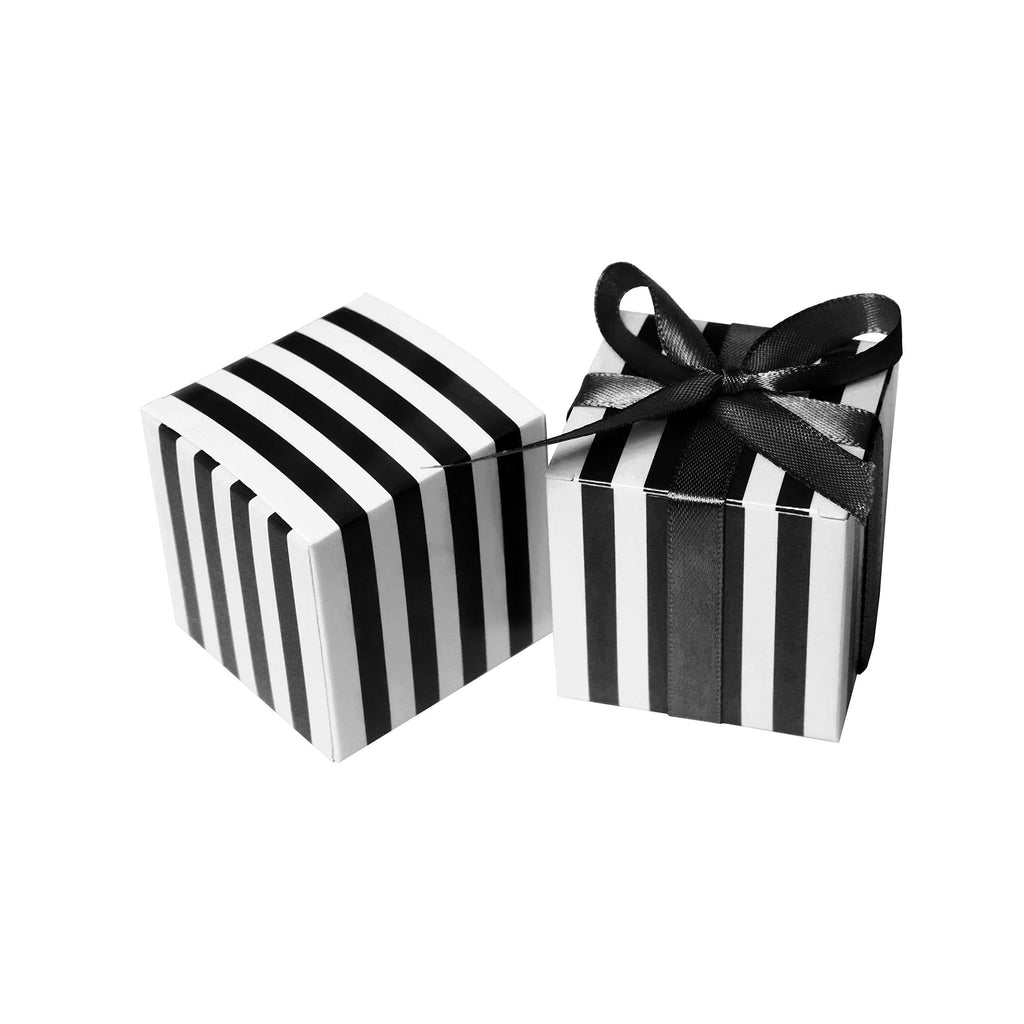 Small Cube Candy Boxes Bulk Black and White Strips Party Favors Gift Boxes Baby Shower Thank You Treat Boxes Graduation Party Boxes Supplies, 5x5x5cm, 50pc StripBox-BlackWhite - PawsPlanet Australia