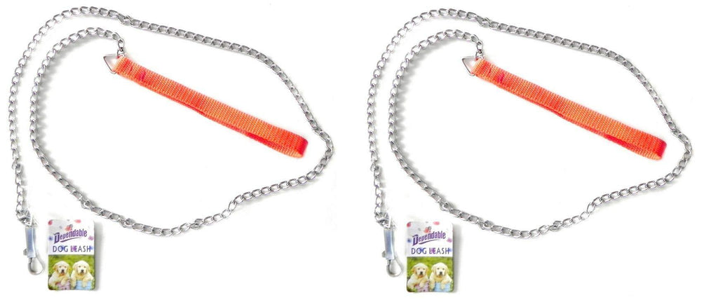 [Australia] - Dependable (2 Pack) 48" Chrome Chain Metal Dog Walking Training Leash with Strap 4 ft for Small to Medium Size Dogs 