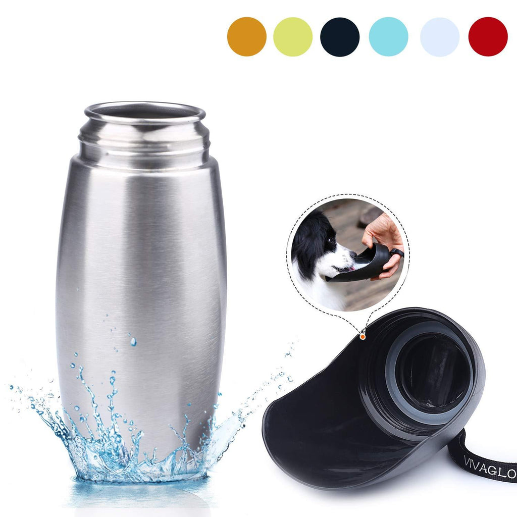 [Australia] - Vivaglory Stainless Steel Dog Water Bottle, 25oz Portable & Leakproof Dog Travel Water Bottle with Large Trough for Walking & Hiking Large Bottle-25oz 