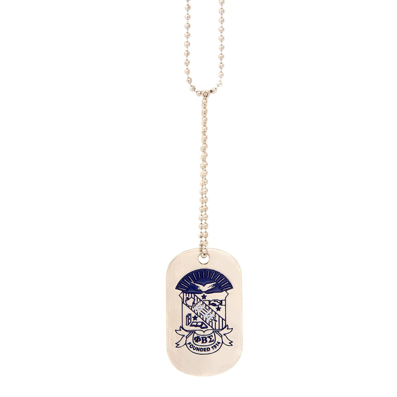 [Australia] - Desert Cactus Phi Beta Sigma Fraternity Silver Dog Tag Necklace with Crest Greek Sigma (Silver Dog Tag) 