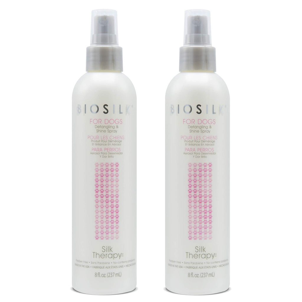 BioSilk for Dogs Silk Therapy Detangling Plus Shine Protecting Mist for Dogs | Best Detangling Spray for All Dogs & Puppies for Shiny Coats and Dematting | 8 Oz - Pack of 2 - PawsPlanet Australia