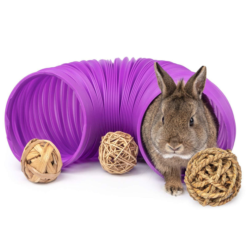 Niteangel Fun Tunnel with 3 Pack Play Balls for Guinea Pigs, Chinchillas, Rats and Dwarf Rabbits Purple - PawsPlanet Australia