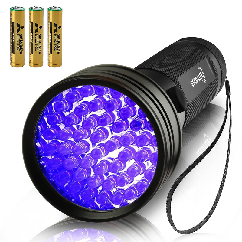 Escolite UV Flashlight Black Light 51 LED Blacklight Ultraviolet Flashlight for Pet Urine Detection,Scorpion Light, Dry Stains,Bed Bug Matching with Pet Odor Eliminator(Batteries Included) - PawsPlanet Australia
