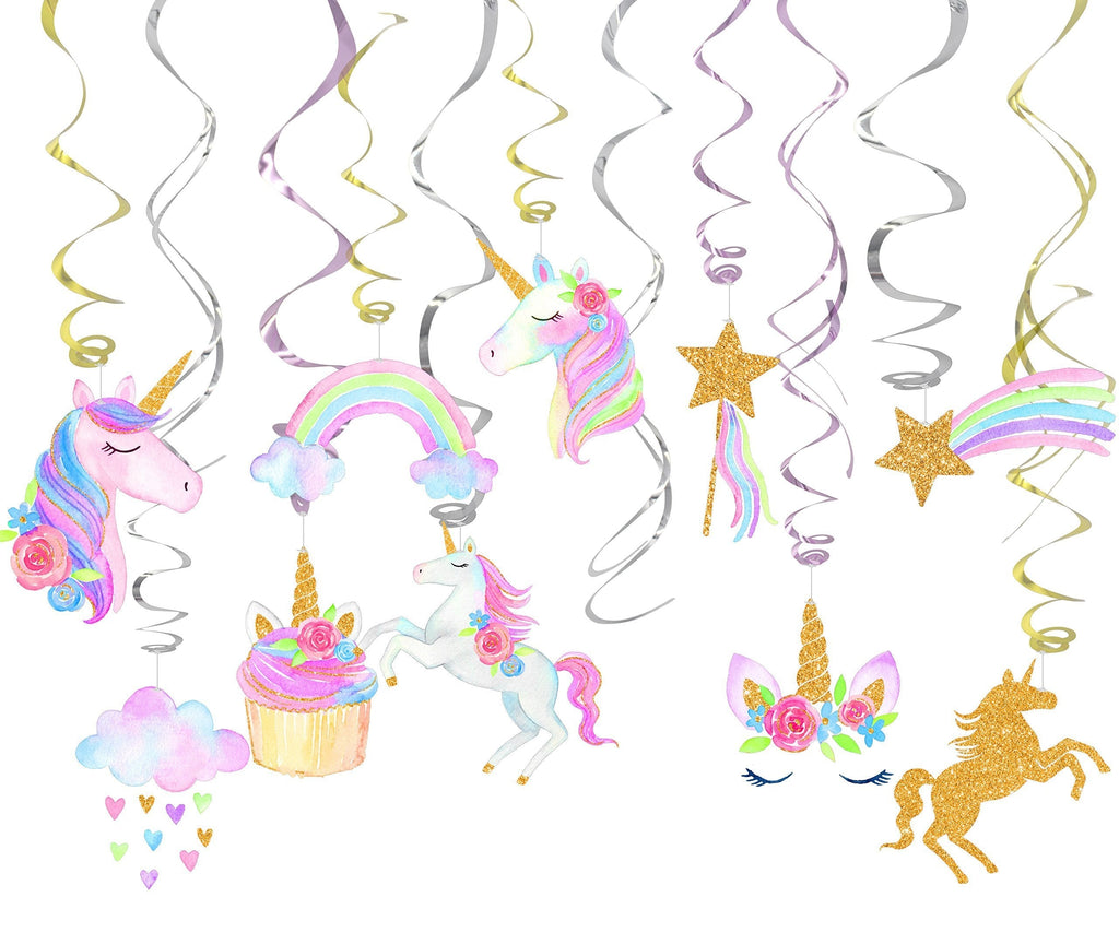30 Ct Unicorn Hanging Swirl Decorations-Unicorn Party Decorations-Unicorn Birthday Party Supplies - PawsPlanet Australia
