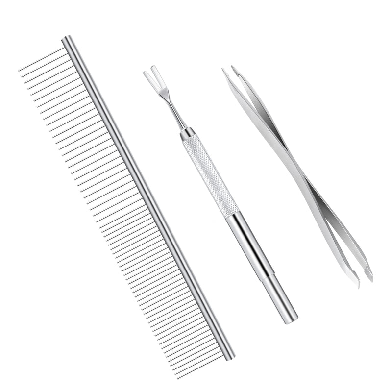 BWOGUE Premium Tick Remover Kit for Dogs Cats Stainless Steel Tick Remover + Comb - Removes Ticks and Fleas Easily - PawsPlanet Australia