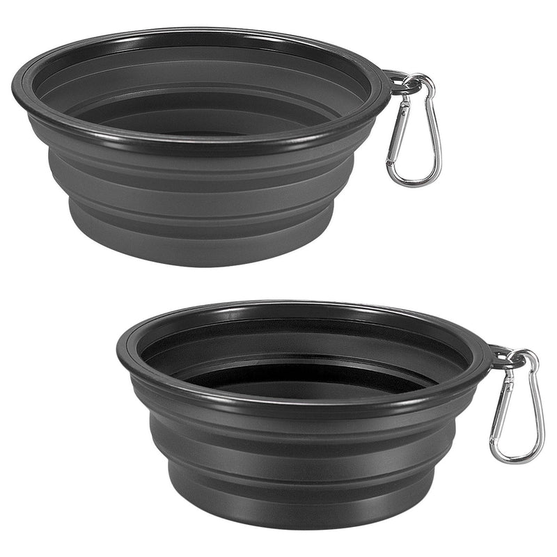 [Australia] - STARUBY 2-Pack Large Collapsible Dog Bowl 7 Inch Diameter, Foldable Pet Travel Food Bowl, Portable Cat Feeding Dish, for Outdoor Camping Pet Food Water Bowl Black 