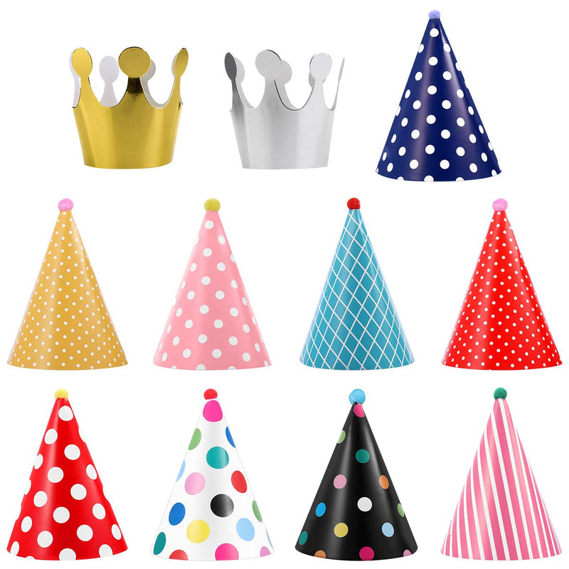 UEETEK 11pcs Pet Birthday Party Cone Paper Hats with Colorful Patterns for Pets Dogs Cats, As Shown, 26 x 16 x 0.5 cm - PawsPlanet Australia