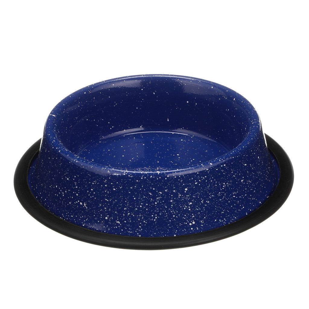 Neater Pet Brands - Camping Style Pet Bowl - Enamel Ware Blue Black Granite Colors - Dog Cat No Tip Skid Bowls 16 oz - PawsPlanet Australia