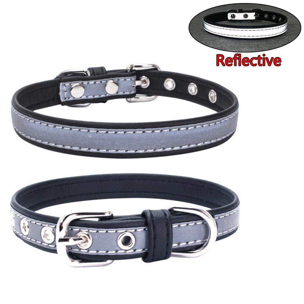 [Australia] - Newtensina Fashion Dog Collar Reflective Puppy Collars for Small Dogs Medium Dogs XS Black 