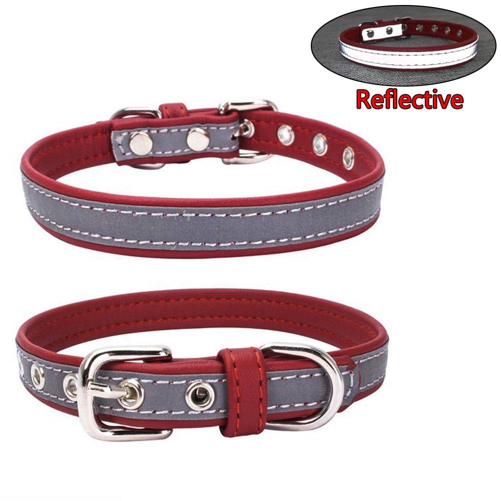 [Australia] - Newtensina Fashion Dog Collar Reflective Puppy Collars for Small Dogs Medium Dogs XS Red 