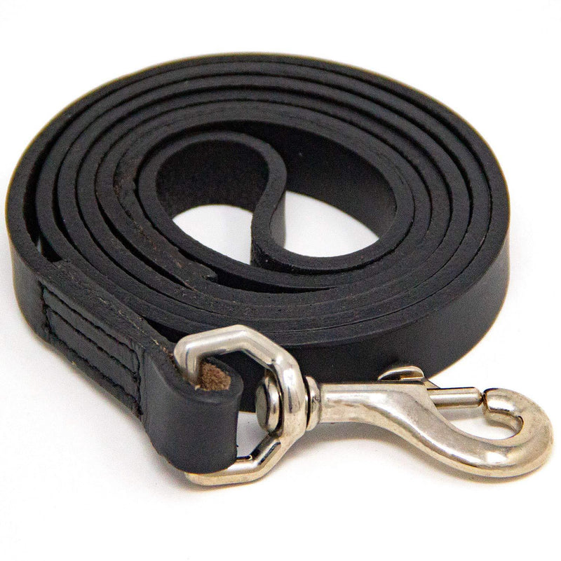 [Australia] - Logical Leather Dog Leash - Best for Training - Water Resistant Heavy Full Grain Leather Lead 4 Foot Black 