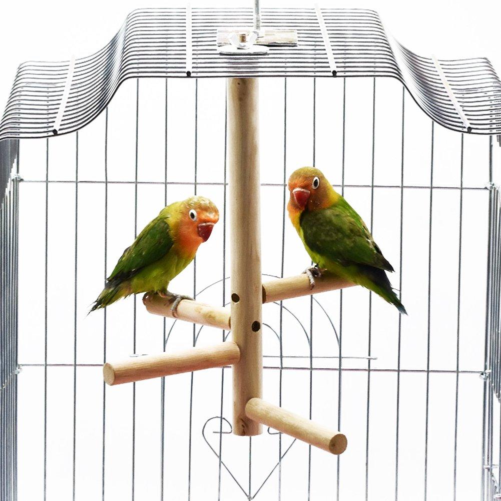 [Australia] - Bonaweite Bird Stand for Cage Parrot Perch Climbing Tree Toy Birdcage Decor Wood Laddered Platform Play Gym Stand Playstand Exercise Training Toys for Small Medium Conures Cockatiels Parrotlets Finch 