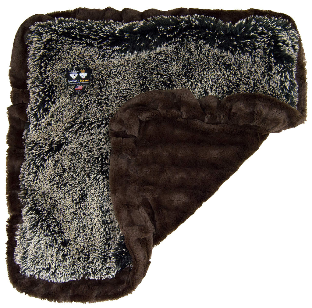 [Australia] - BESSIE AND BARNIE Godiva Brown / Frosted Willow Luxury Shag Ultra Plush Faux Fur Pet, Dog, Cat, Puppy Super Soft Reversible Blanket (Multiple Sizes) MD - 36" x 28" 