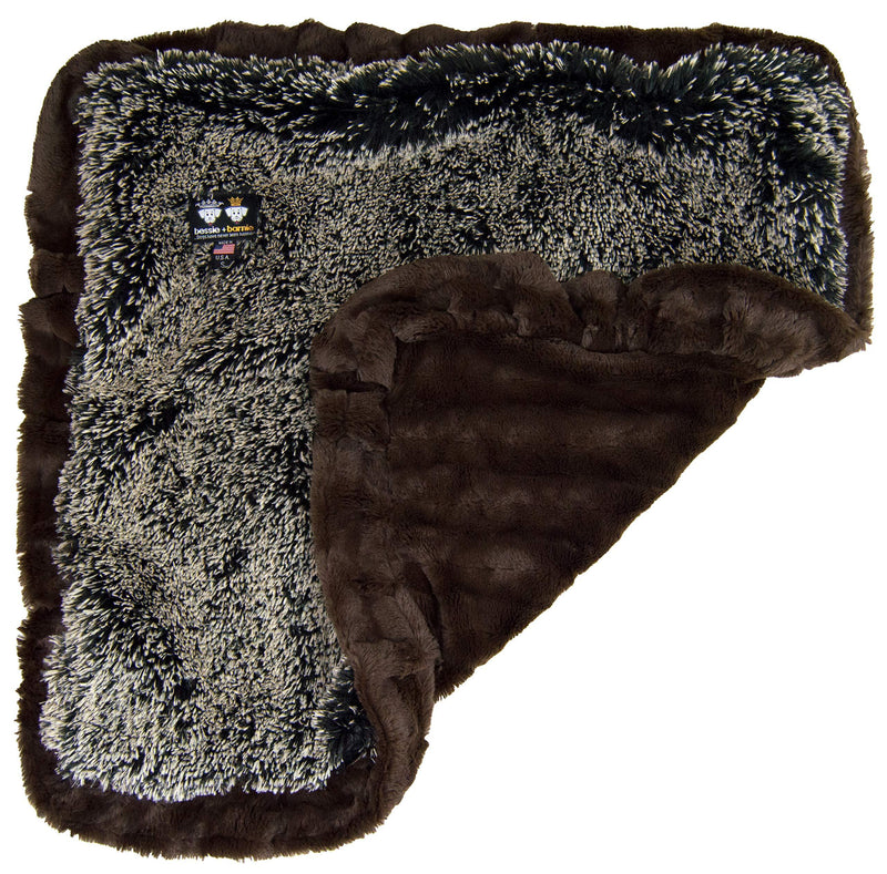 [Australia] - BESSIE AND BARNIE Godiva Brown / Frosted Willow Luxury Shag Ultra Plush Faux Fur Pet, Dog, Cat, Puppy Super Soft Reversible Blanket (Multiple Sizes) MD - 36" x 28" 