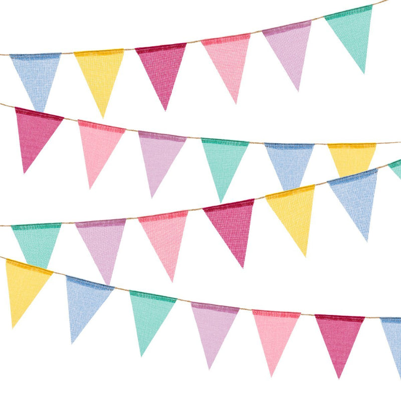 BEFORYOU 60 Flags Imitated Burlap Pennant Banner - Multicolor Fabric Triangle Rainbow Flag Bunting for Summer Party and Festival Classroom Hanging Decoration (A) A - PawsPlanet Australia