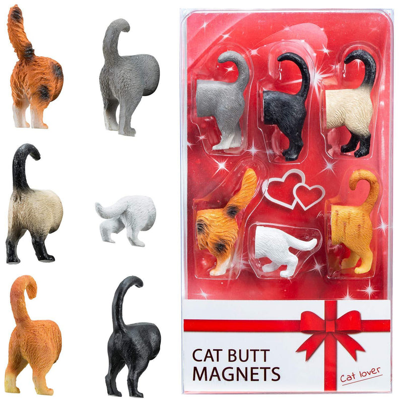 Cat Butt Refrigerator Magnets -Ready Gift Set of 6 for Cat and Pet Lovers - Home and Office Decoration - PawsPlanet Australia