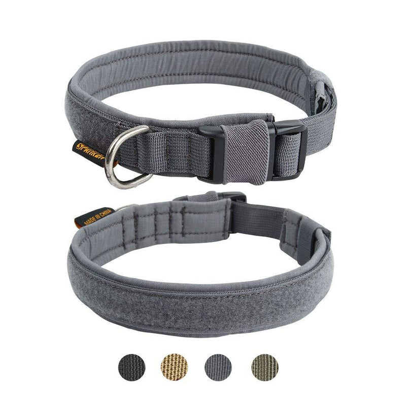 [Australia] - EXCELLENT ELITE SPANKER Puppy Collar Military Dog Collar Adjustable Quick Release Nylon Dog Collar for Small Medium Dog Soft Padded Dog Collar M Size-Adjustable(15.4"-19.3") Grey 