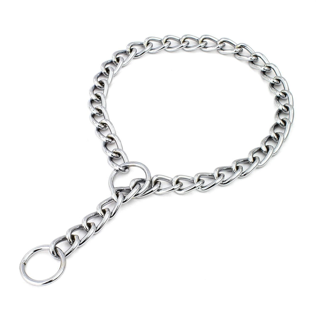 [Australia] - Chain Dog Training Choke Collar | 4mm S-Link, 24-Inch Length | Tri Chrome Process for High Shine 