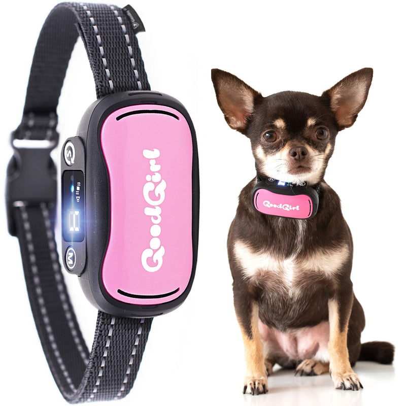[Australia] - GoodBoy Small Dog Bark Collar for Tiny Medium and Large Breeds - Sound Vibration or Shock Modes Control Unwanted Barking - Rechargeable No Bark Training Device - New 2019 Sensor & Chip Upgrade Pink 