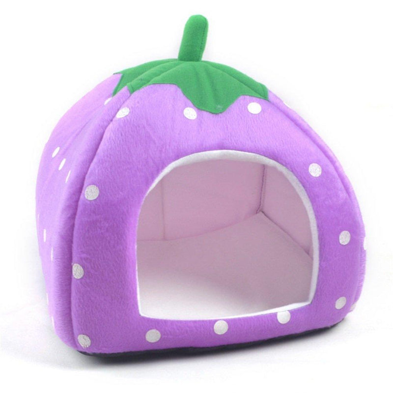 [Australia] - WOWOWMEOW Guinea-Pigs House Bed Small Animal Strawberry Warm Fleece Cave Bed for Guinea Pigs, Hamsters, Chinchillas, Hedgehogs, Squirrels S Purple 