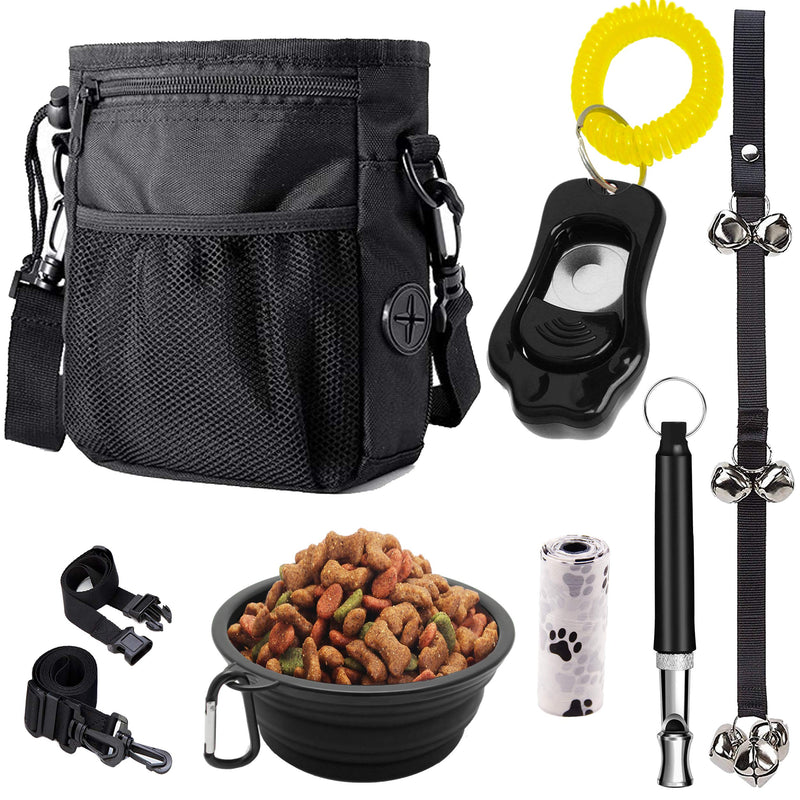 [Australia] - PupsNTails Dog Training Kit - Puppy and Dog Training Treat Pouch,Adjustable Training Clicker,House Training Doorbells,Collapsible Dog Bowl,Whistle-Tools for Small to Large Dogs 