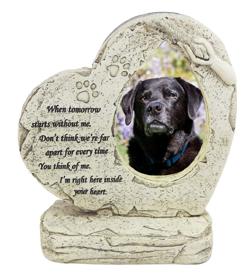 JSYS Paw Prints Pet Dog Memorial Stones, Heart Shaped with Photo Frame Pet Dog Garden Stones Grave Markers for Garden Backyard Patio or Lawn Tombstones, Loss of Pet Gift - PawsPlanet Australia