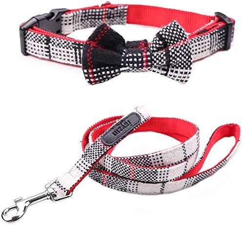 Rayzm Pet Collar and Leash Set with Detachable Bow Tie for Small Dogs, Adjustable Dog Collar, 115 * 1.5cm Soft Comfortable Leash with Strong Metal Hook (S) S - PawsPlanet Australia