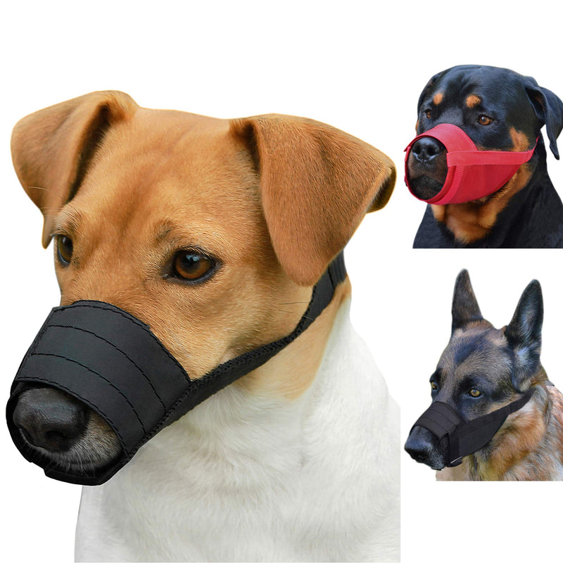 [Australia] - CollarDirect Adjustable Dog Muzzle Small Medium Large Dogs Set 2PCS Soft Breathable Nylon Mask Safety Dog Mouth Cover Anti Biting Barking Pet Muzzles Dogs Black Red XS/S 1Black & 1Red 