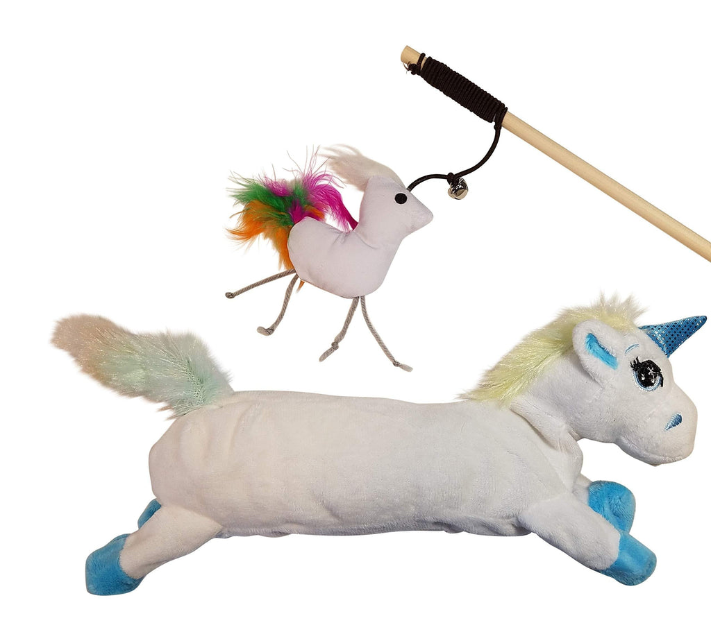 [Australia] - Unicorn Catnip Cat Toy Refillable - Unicorn Crinkle Kicker and Wand Cat Toys 