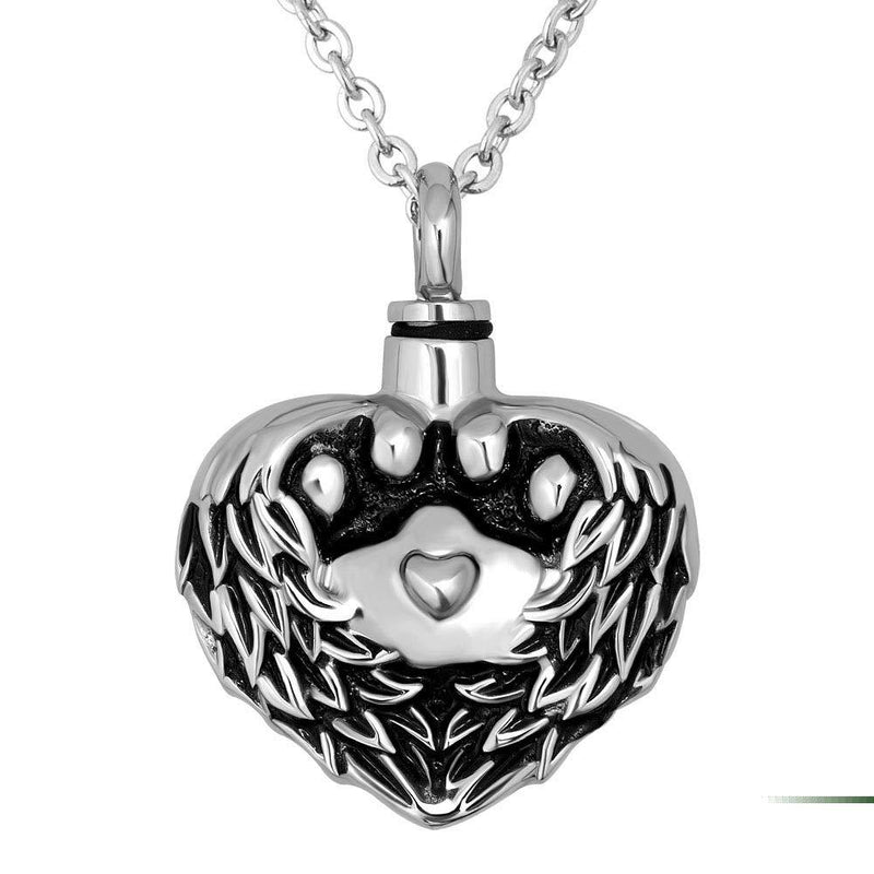 [Australia] - SexyMandala Urn Necklace for Ashes Heart Cremation Urn Jewelry Pet Paw Print Stainless Steel Keepsake Memorial 2 